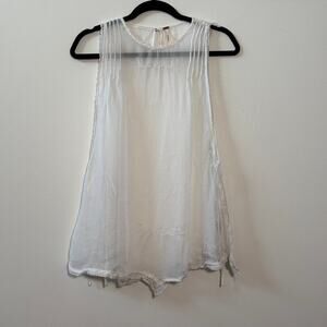 Free People Sheer White Lace Tank Top Blouse Shirt Boho Bohemian Fairy